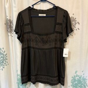 Lucky Brand Black Lace Trim Top